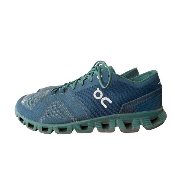 ON CLOUD X Running Shoes Men’s Storm Tide Blue Green Size 12.5 - Picture 7 of 13